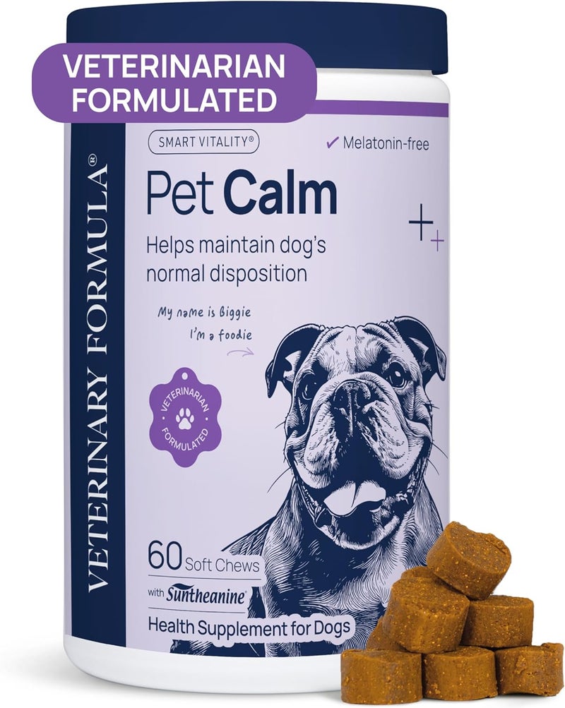 Veterinary Formula Pet Calm 60ct – Vet-Formulated Calming Chews for Dogs with L-Theanine, L-Tryptophan for Behavior Support, Relaxation Treats, Puppy Chews for Stressful Situations, Dog Calming Aid - Image 1